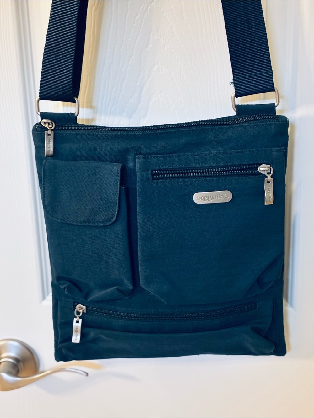 Baggallini Navy Blue Nylon Multi Pocket Crossbody Travel Bag